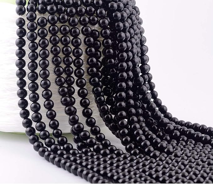 Natural Stone Beads 100pcs 8mm Black Obsidian Round Genuine Real Stone Beading Loose Gemstone Hole Size 1mm DIY Charm Smooth Beads for Bracelet Necklae Earrings Jewelry Making (Black Obsidian, 68mm)
