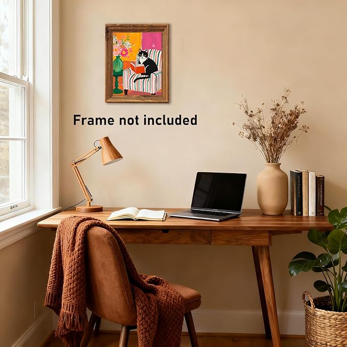 RLTXBUK Cat Cross Stitch Kits, Tuxedo Cat Reading Book Stamped Counted Cross Stitch Kits for Adults, Book Lovers Reader Gifts for Women, Pet Lover Gifts, 11.8x15.8 Inch