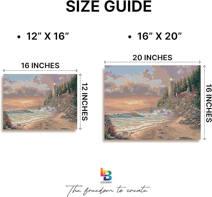 Ledgebay DIY Paint by Numbers Kit for Adults Framed Canvas: Beginner to Advanced Paint by Numbers Kit, Kits Include Acrylic Paint Set Brushes Tabletop Easel (Golden Hour 12" x 16" Framed)