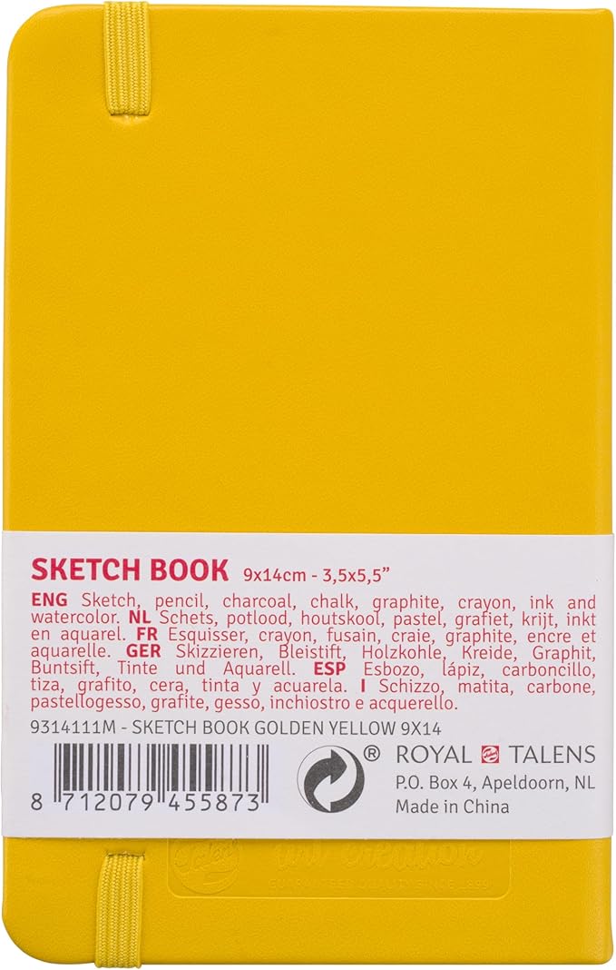 royal talens t9314-111m 441769 talens art creation sketchbook drawing notebook 3.5 x 5.5 inches (9 x 14 cm), golden yellow