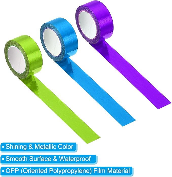 PATIKIL Metallic Washi Tape 15mm x 5m, 6 Pack Art Paper Mirror Masking Foil Sticker Self-Adhesive for DIY Art Craft Wrapping Wedding Decoration, Purple, Light Blue, Green