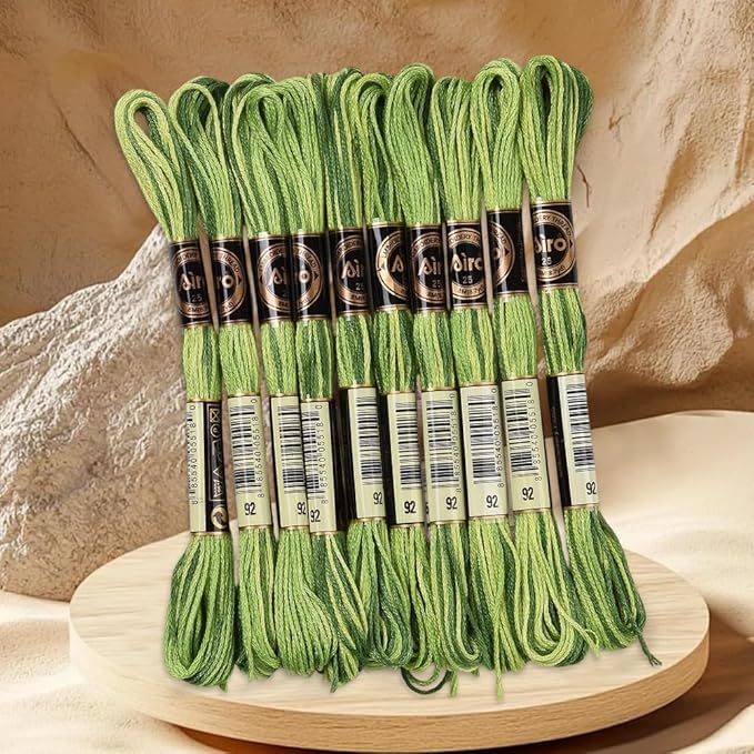 10 Skeins 87.5 Yards 6 Ply Variegated Green Cross Stitch Floss Segment Dyed Embroidery Thread Gradient Friendship Bracelet String Yarn Bulk for Sewing Making Jewelry Needlecraft Knitting Diy