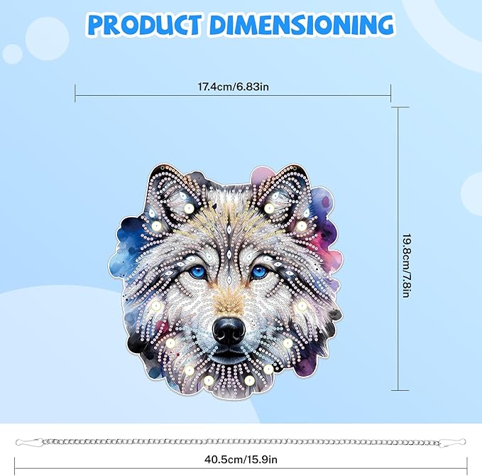Bowetile Wolf Diamond Art Hanging Kits for Adults, 5D Special Shape Diamond Painting Animals Kits, Animal Gem Art Suncatchers Painting Pendant Ornament for Home Garden Wall Decor