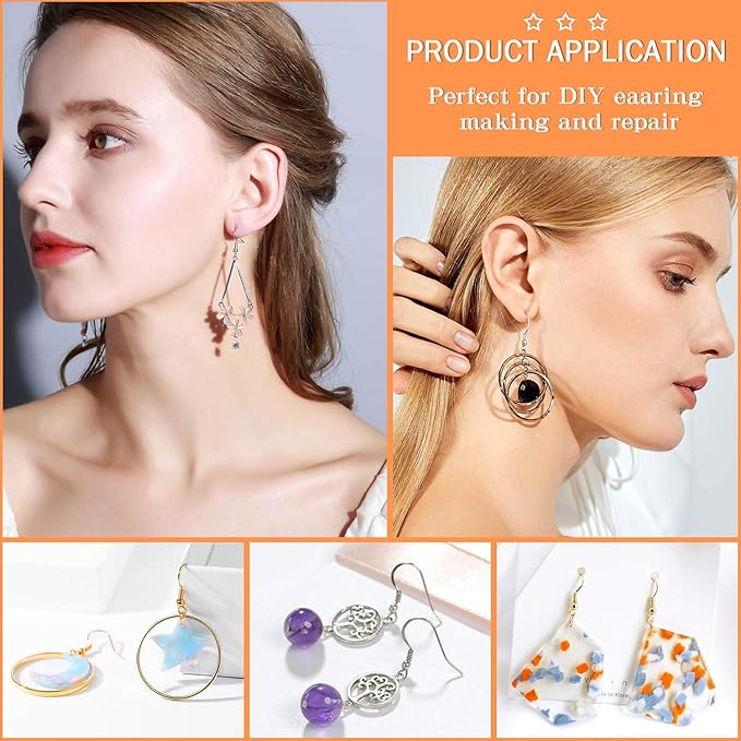 anezus earring making kit with earring hooks findings, earring backs posts, jump rings for jewelry making supplies, 2320pcs