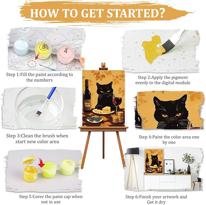 MAXBYE Funny Cats Paint by Numbers Kits for Adults Beginners, Black Cat Poker Night Paint by Number for Adults,Easy Canvas Paint by Numbers for Home Wall Decoration and Gifts 12x16inch