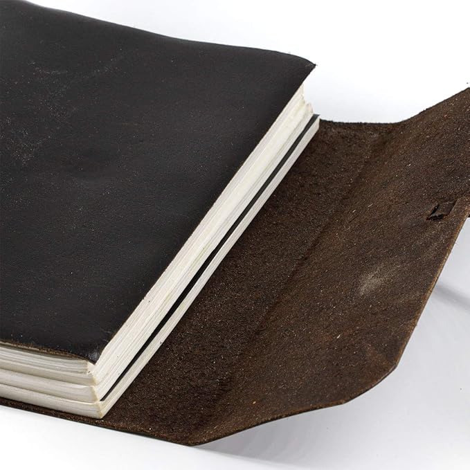 KomalC Handmade Leather Journal | Writing Notebook Diary | Bound Daily Notepad For Men & Women Unlined Paper Medium, writing pad for artist, sketch