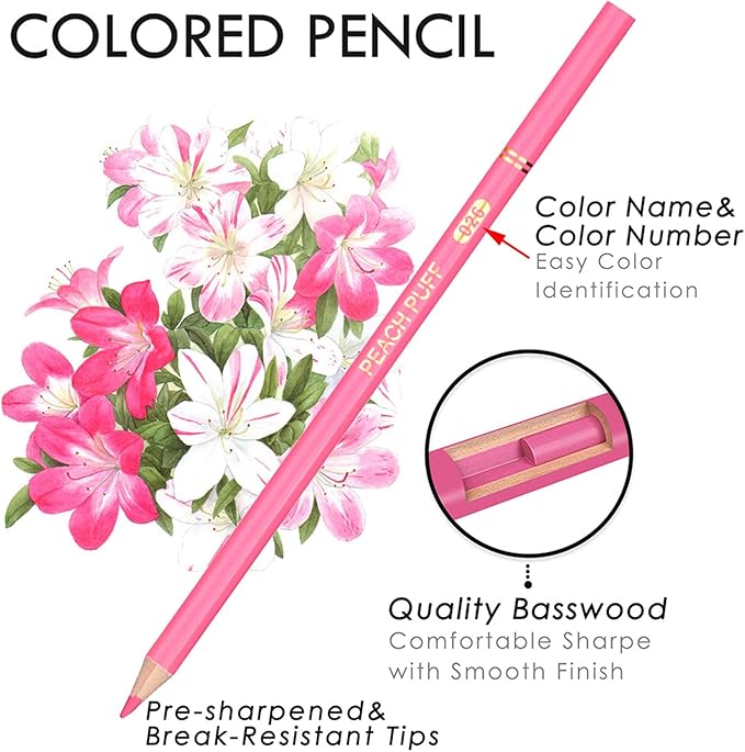 Blue Colored Pencils,Oil Based Wooden Colored Pencil Set for Adults Coloring Books Drawing Sketching Art Supplies 24 Color