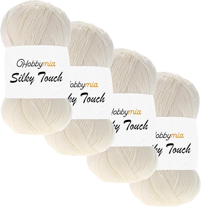 Silky Touch Acrylic Yarn - Soft Sport Weight Yarn for Crochet & Knitting - 100g / 383yds - 100% Microfiber Acrylic - Lightweight Fine Smooth Yarn(Brown - Light Cream, 4 Skeins)