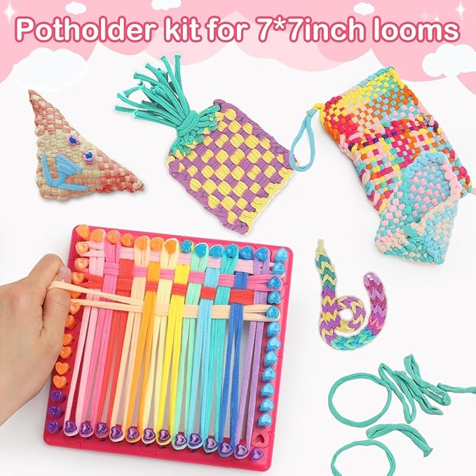 SUGORER 1000pcs Refill Loops for 7-Inch Weaving Loom Potholder Loop in 8 Colors, Durable Nylon DIY Kit Crafts Projects Pastel Loops Flexible Loom Kit Elastic Ideal Gifts for Girls Ages