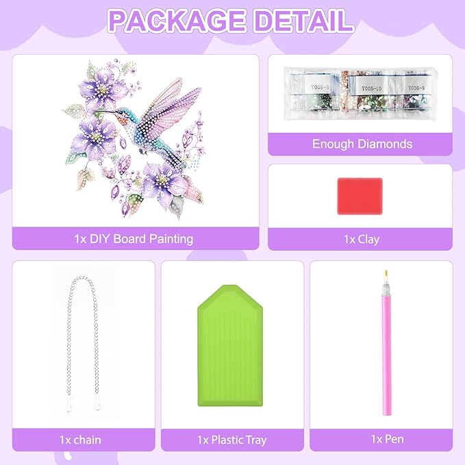 TOSTOG Diamond Art Hanging Kits for Adults, Diamond Paintings for Adults Window Pendant, Hummingbird Diamond Art Kits, Bird Diamond Paintings Hanging Pendant Kit Gem Painting Wall Decor Gift