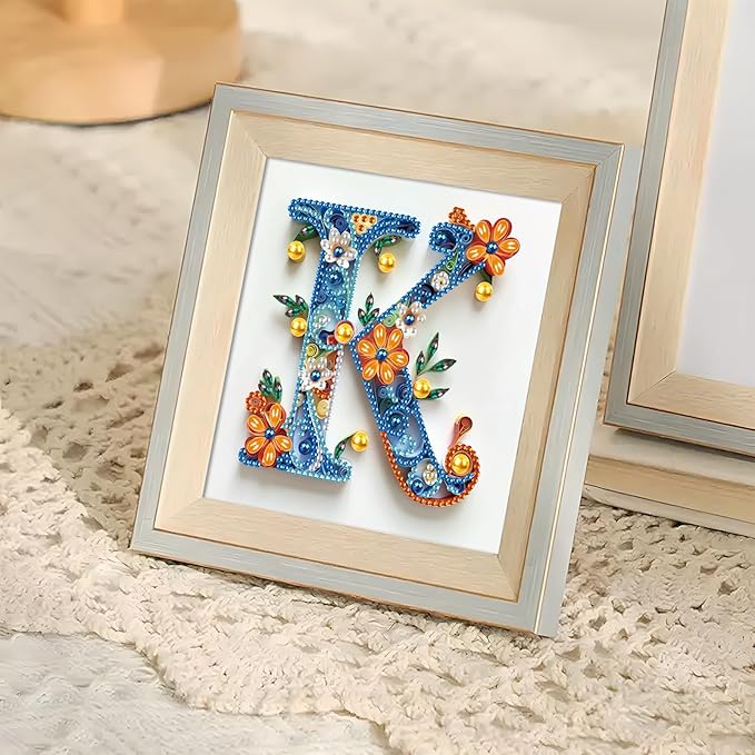 MVVMTOP Diamond Painting Kit, 5D DIY Letter K, Special Shape Crystal Artificial Diamond Art Partial Mosaic Handicraft for Beginners, Wall Decor Gift for Bedroom, Office, Living Room 6.7x6.7in