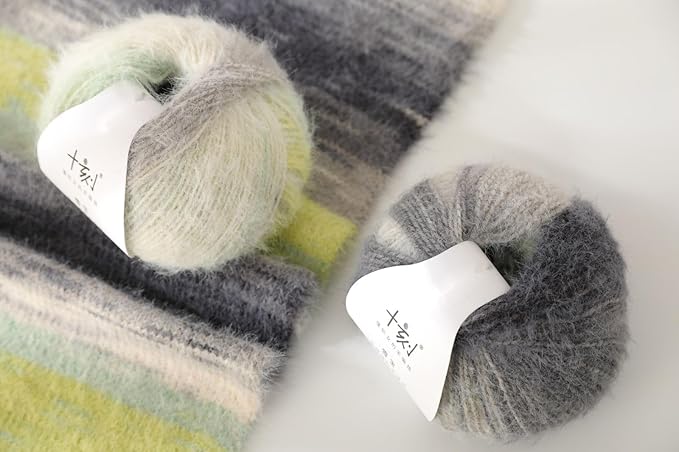 Snowbaby Wool Acrylic Blend Long Pile Yarn,(Worsted) Luxurious Fuzzy Multicolor Gradient Yarn for Knitting and Crocheting Hat Scarf Sweater, 2 * 3.52oz/100g 207yds(54-River of Forgetfulness)
