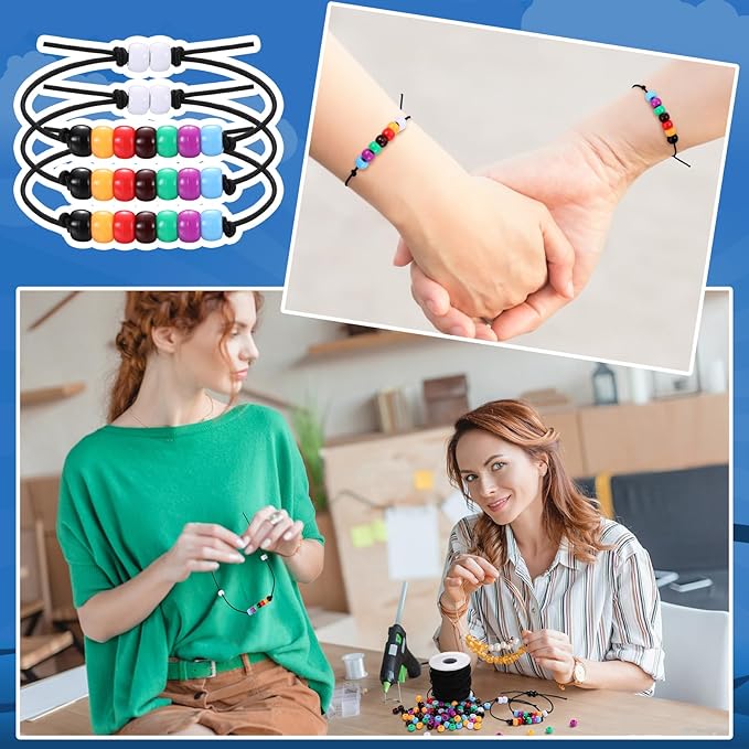 Tondiamo 24 Sets The Lord's Prayer Wristband Craft Kit Christian Faith Beaded Craft Eight Colors Beads DIY Religious Bracelet Jewelry Making Gifts for Vbs Supplies Fun Home Activities