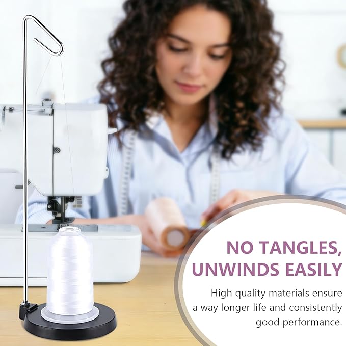 Simthread Spool Holder for Embrodiery, Sewing and Quilting Thread, All Metal Thread Stand, Black