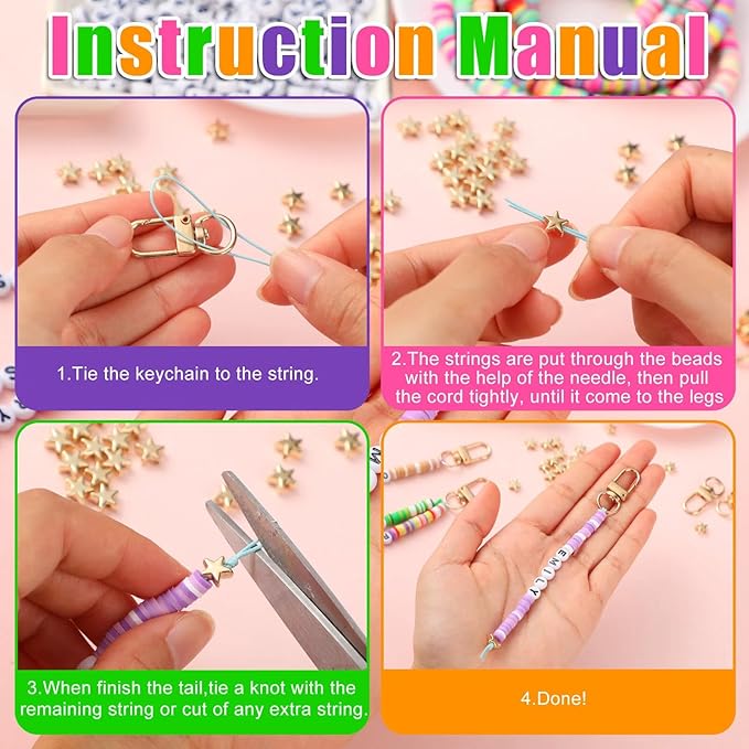Ferreve 4948 Pcs Friendship Keychain Making Kit DIY Bestie Gift Friendship Key Chain Crafts Clay Beads Charms Letter Name Jewelry Accessories for Women Birthday Galentines Party Favors(Classic Style)