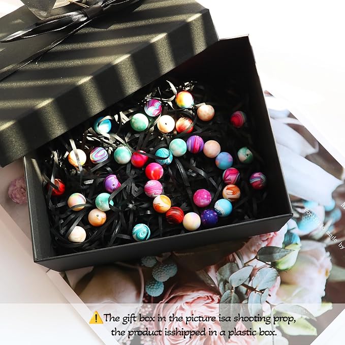 120pcs Richbunnys 15mm Bulk Silicone Beads for Pens and Keychain Making,Large Bead for Necklace and Bracelets Making,Assorted Rubber Beads Set for Crafts(LacquerFlow)