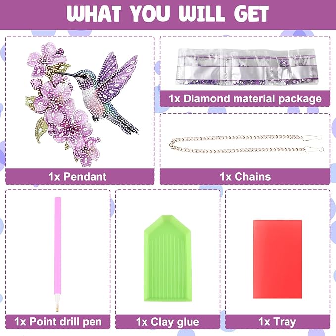 NAIMOER DIY Hanging Diamond Art Kits for Adults, Hummingbird Diamond Painting Kits, Special Shaped Rhinestone, Acrylic 5D Gem Art Craft Window Pendants Home Garden Wall Hanging Ornament Kits