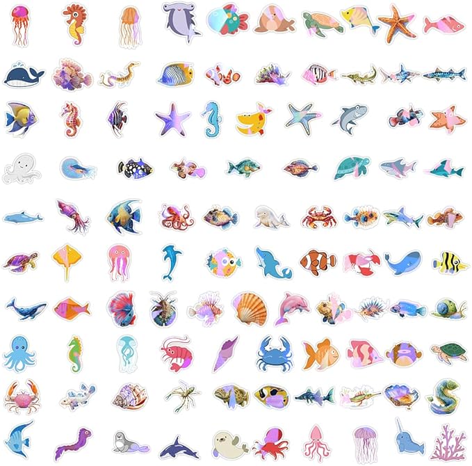 cute stickers bulk for kids,girls,boys,teens adult water bottle laptop, phone (ocean animal stickers)