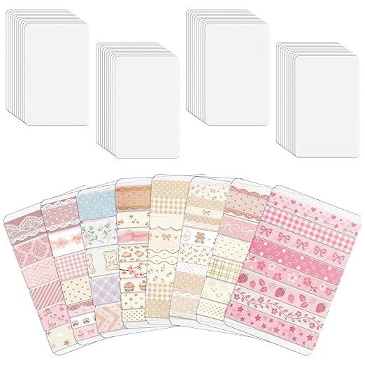 Crtiin 60 Pcs Washi Tape Cards Organizer with Storage Box –Portable Washi Tape Holder & Display Board for Scrapbooking, Journaling, DIY Crafts, Travel(Matte)