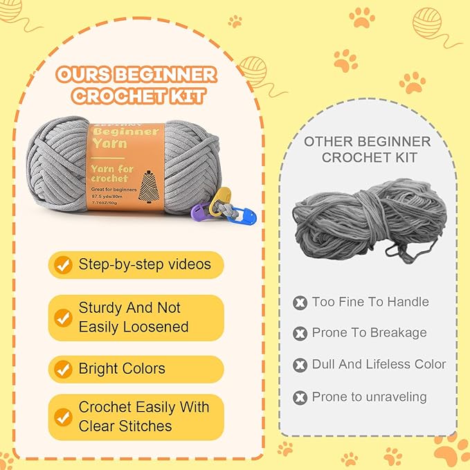 Zepiany Crochet Kit for Beginners, Crochet Cat Beginner Crochet Kit for Adults, Amigurumi Crochet Animals Cat Crafts Crochet Kits, Easy Knitting Kit Galentines Day Gifts