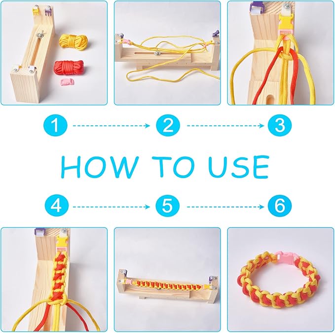 PH PandaHall Jig Bracelet Maker, Wristband Maker with 8 Parachute Cords and 8 Quick Release Buckles Adjustable Length Braiding Weaving Tool for Bracelets Jewelry Making