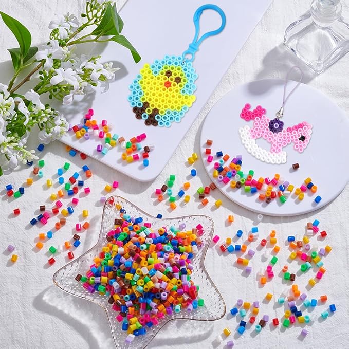 sofpalte 1000pcs rainbow fuse beads 5mm melting beads color bulk plastic colorful inventory refill pack with 3mm hole replenish accessories for diy crafts handmade decor hama refill adults beginners