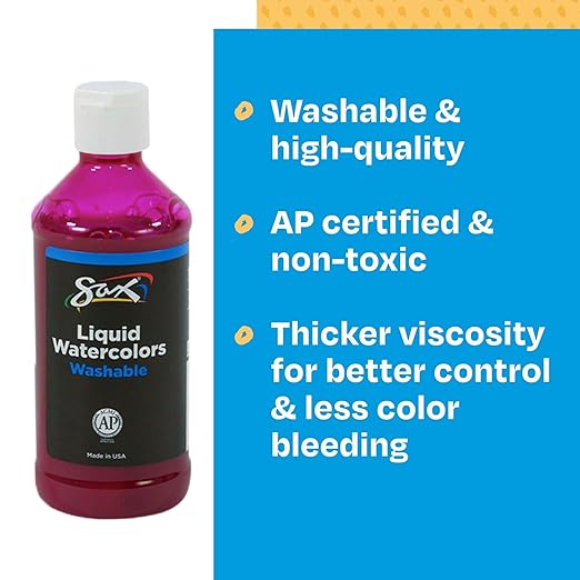Sax Liquid Watercolors - 8 Ounces - Set of 10 - Assorted Colors