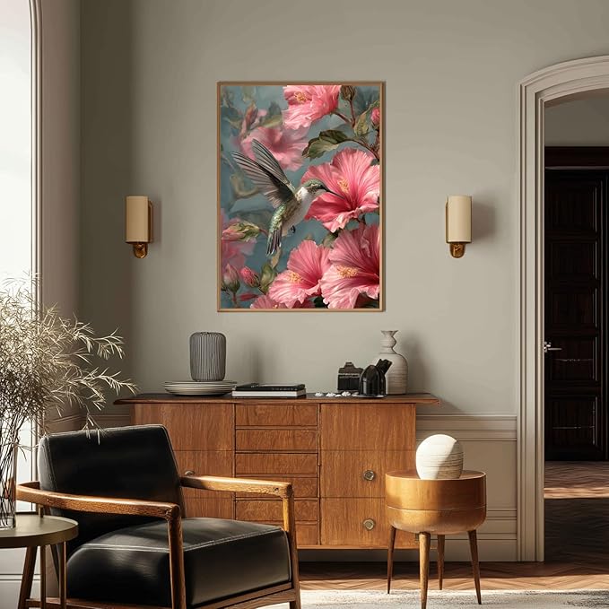 HMZephitiquc Hummingbird Paint by Number Kits for Adults, Hummingbird Paint by Numbers kit for Adults, Painting by Numbers, Oil DIY Crafts Home Wall Decor 16x20 in
