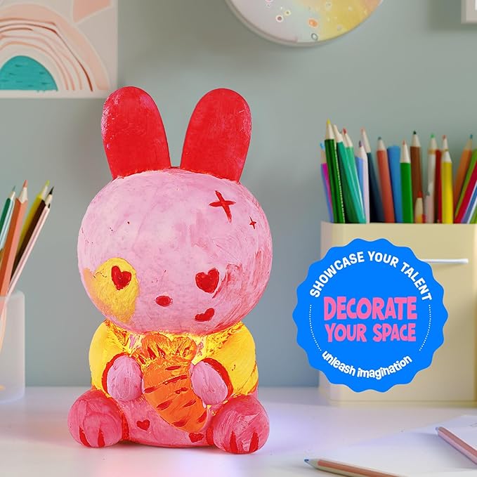laoese paint your own bunny lamp kit, art supplies painting kits for kids, arts and crafts for kids ages 8-12, bunny toys girls boys halloween birthday christmas gifts ages 3 4 5 6 7 8 9 10 11 12+