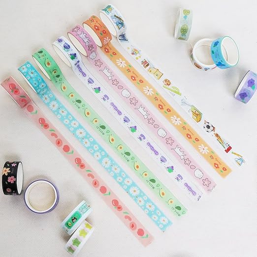 60 Rolls Holiday Washi Tape Set Decorative Tape Seasonal Bohemian Colored Tapes Colorful Cute Washi Tapes for Scrapbooking Supplies Kit Journaling Supplies Spring Summer Wrapping Craft