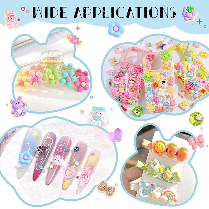 100PCS Rose Pink Slime Charms Cute Flatback Resin Charms for Slime, Random Kawaii Decoden Charm for Embellishments Phone Junk Case Charms Bulk, Hairpins Scrapbooking Crafting & DIY Decor