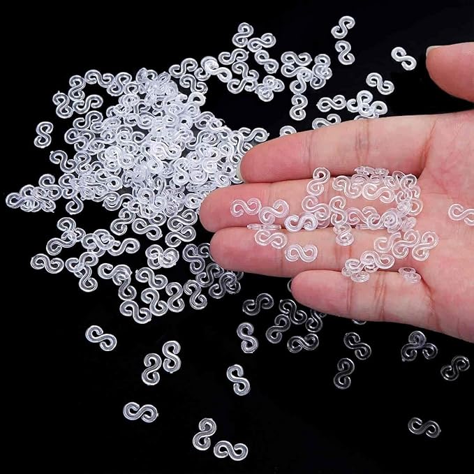 Rolybag 400Pcs S Clips Rubber Band Loom Band S Clips for Loom Bracelets Plastic Connectors Supplement Kit and DIY Bracelet Making (400-Clear)