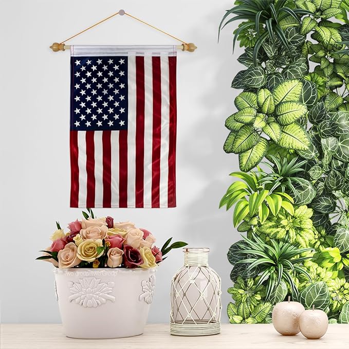 4th Of July American Flag For Independence Day Wall Scroll Wood Dowel Kit Hanging Decoration For Grave Yard Sign Memorial Veterans Day USA Poster Door Canvas Tapestry Gifts For Dad