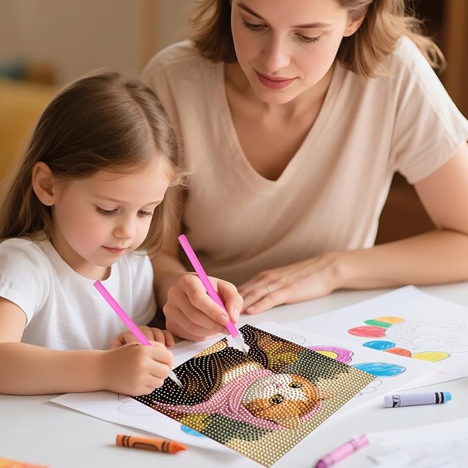 FlyingMage 5D Diamond Art Painting Kits with Wooden Frame, Cute DIY Diamond Art Mosaic Kits for Adults Women Teen, Kawaii Diamond Crafts Arts Full Drill Diamond Dots (Brown Mona Lisa)