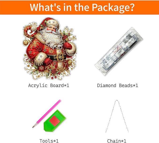 VODAPYC Christmas Diamond Art Hanging Kits for Adults, DIY Double Sided Special Shaped Diamonds Painting Window Pendant Ornament for Home Decor (Santa Claus-01)