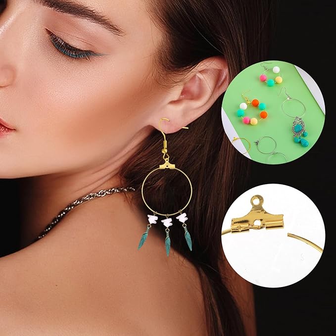200PCS Earring Making Kit - Beading Hoop Finding, Open Hoops Bulk Wire for DIY Jewelry Craft Supplies - Teardrop and Round