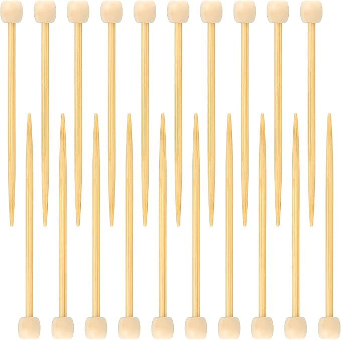 Luinabio 20 Pcs Bamboo Crochet Marking Pins Smooth Single Pointed Knitting Needles 2.75 Inch Mini Pins Knitting Accessories for Beginners DIY Craft Making Crochet Supplies(Natural Color)