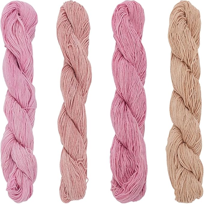 FREEBLOSS 4 Pcs Sashiko Thread 100M x 4 Colors Cotton Embroidery Floss 3 Stranded Pink Embroidery Threads Japanese Quilting & Sewing Thread for Sashiko Kit Supplies
