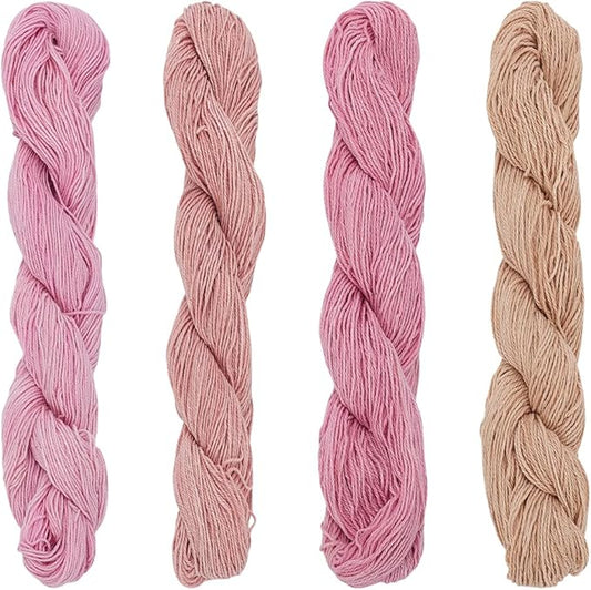 FREEBLOSS 4 Pcs Sashiko Thread 100M x 4 Colors Cotton Embroidery Floss 3 Stranded Pink Embroidery Threads Japanese Quilting & Sewing Thread for Sashiko Kit Supplies