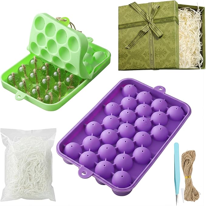 DIY Grape Soap Making Craft Kit for Beginners & Adults, Includes 2 Silicone Molds, 65 FT Jute Twine, 1 Tweezers, 1 Gift Box, Handmade Home Decor Ready for Gifting (Without Soap)