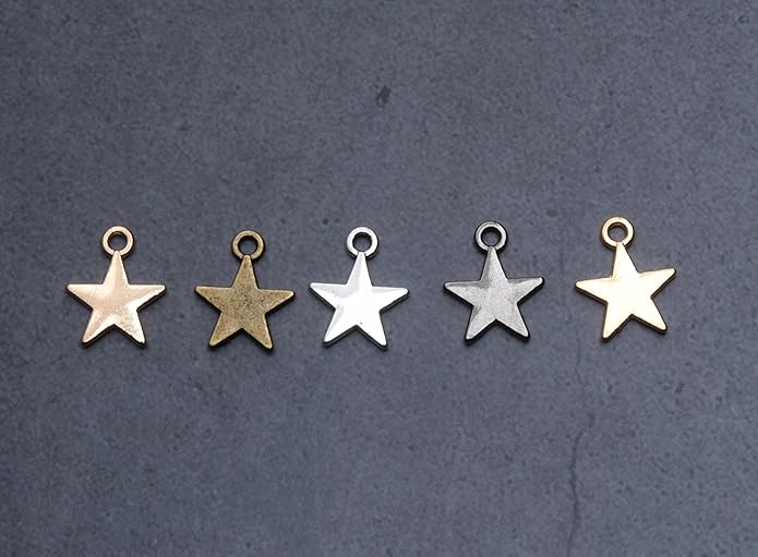 50 Pcs Star Pendants Bulk Small Metal Star Shape Charms for Jewelry Making Kit Finding Necklace Bracelet Key Chains Earring DIY Crafting
