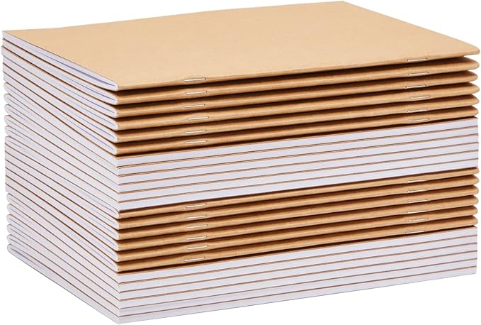 Paper Junkie Journaling Notebooks - 5.5 x 8.5 in, Kraft Brown, Pack of 24 - Unlined Journals & Pocket Notepads for Sketching, Writing & Travel - Bulk Notebook Set for Kids & Students