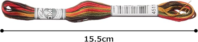 DMC 517-4511 Embroidery Floss Cotton 4511 Green/Red/Yellow, 8 Metres