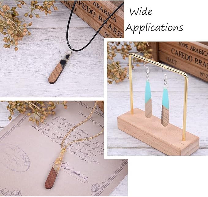 Beadthoven 26pcs/13 Pairs Natural Wood Resin Teardrop Charms DIY Earrings Pendants Mixed Colors Long Water Drop Shape Wooden Pendants for Statement Jewelry Making Findings