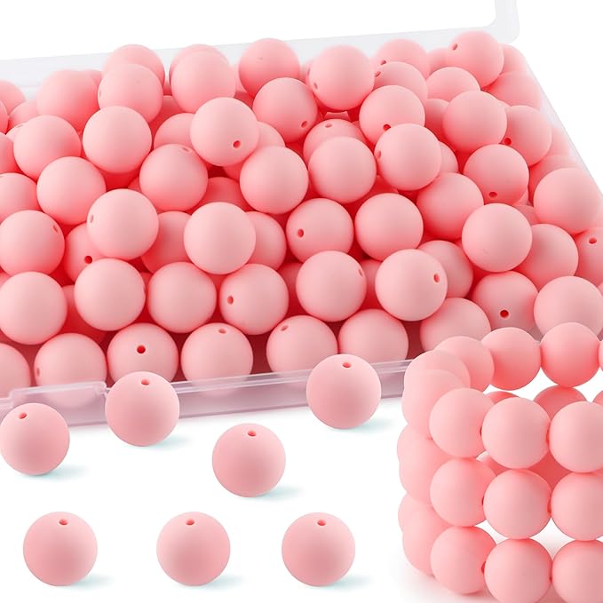 65Pcs 19mm Silicone Beads for Keychain Making Bracelet Necklace, Bulk Round Silicone Beads for Pens(Candy Pink)