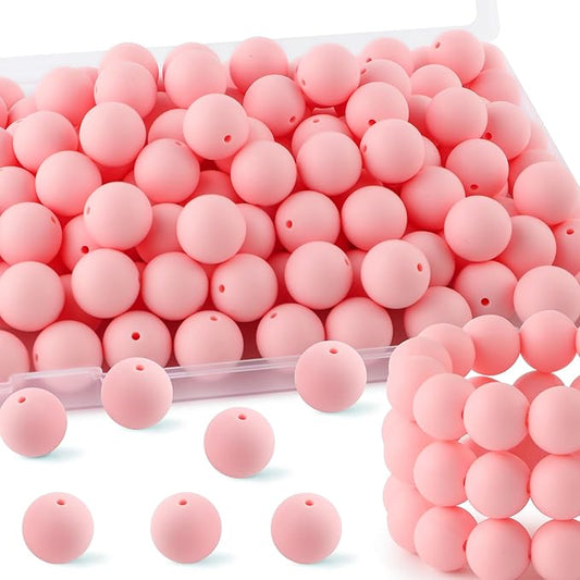 65Pcs 19mm Silicone Beads for Keychain Making Bracelet Necklace, Bulk Round Silicone Beads for Pens(Candy Pink)