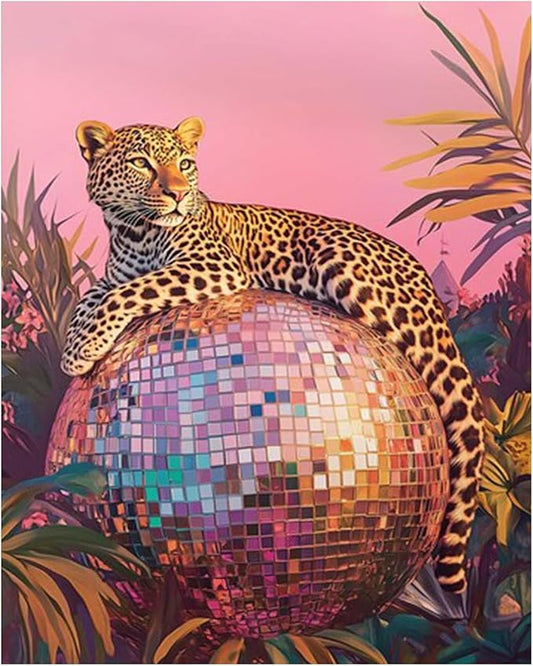 Animal Paint by Numbers Kit for Adults Beginners, Disco Adult Paint by Number Kits on Canvas, Painting by Number, DIY Crafts for Gift Home Decor 16x16 in