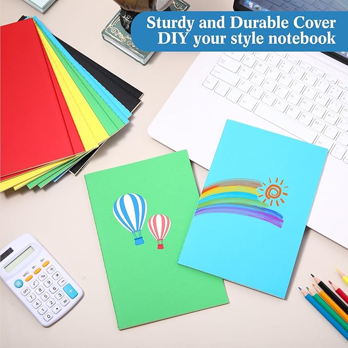 mimorou 100 pcs journals notebooks bulk - kraft softcover a5 small notebooks 5.5 inch x 8.3 inch notepads with 60 page 30 sheet for writing sketch travel office supplies(multicolor,lined)