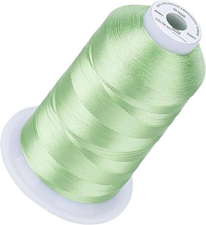 Simthread 5500Yds Embroidery Thread, 5000M High-Yardage 40WT 100% Polyester Thread – 170+ Vivid Colors, High-Speed Rated – Compatible with Brother, Singer, Janome & More - Seafoam Green S034