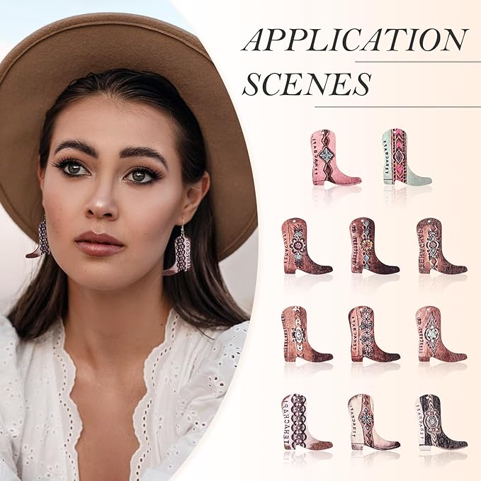 Beadthoven Earrings Making Kit Cowboy Boots Wood Earring Dangle Charms 22pcs Western Cowboy Boot Pendants Assorted Wood Pendants with Earring Hooks Jump Rings for DIY Earrings Jewelry Making Supplies